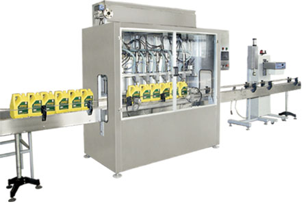 1-5升桶裝潤滑油灌裝機灌裝潤滑油流程展示